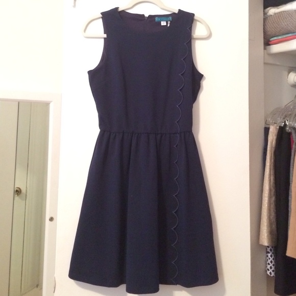 Pim + Larkin Navy Dress with Scallop Detail