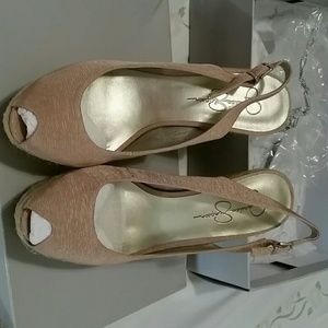 Jessica Simpson Jungle sateen grosgrain wedges