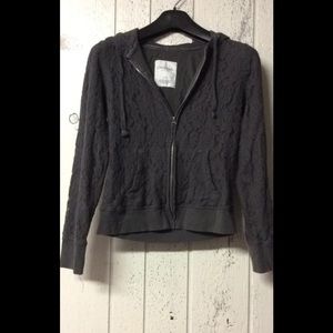 Gray Floral Lace Hoodie