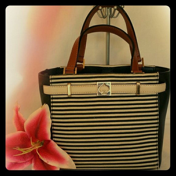 Kate Spade Leo Houston Street Black Leather Straw