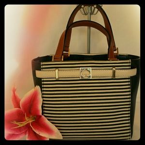 Kate Spade Leo Houston Street Black Leather Straw