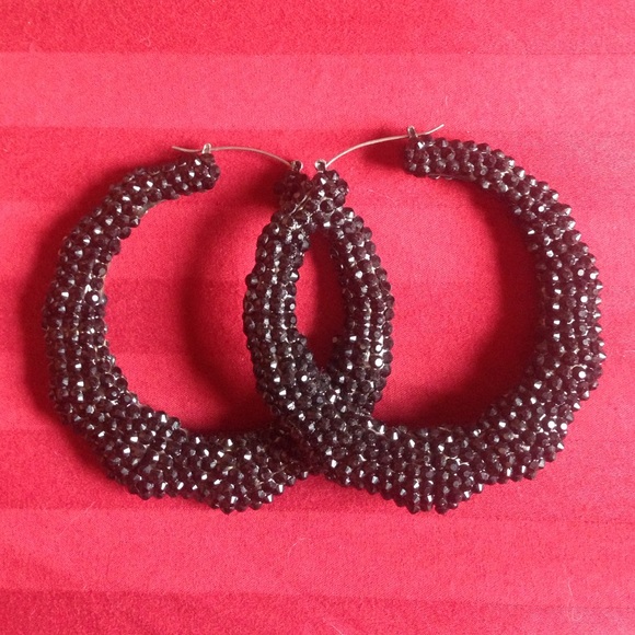 Black Rhinestone Hoops