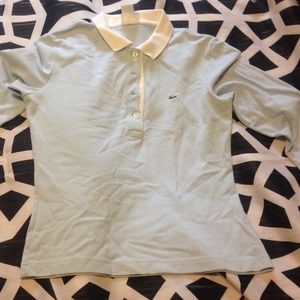 A light blue Lacoste long sleeve polo