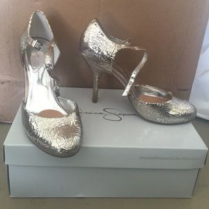 cracked metallic heels