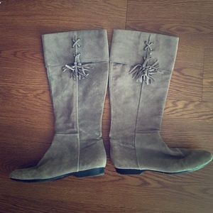 Grey suede boots