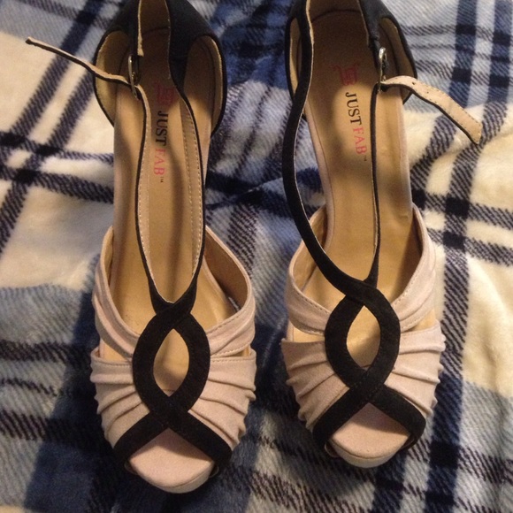 Cream and black heels