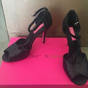 black glitter heels