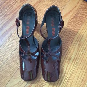 Miu Miu Burgundy Patent Leather Mary Janes