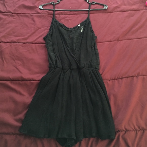 Small black lace detailed romper