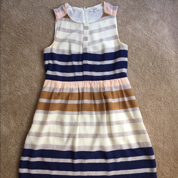 MADEWELL navy and gold silk dress