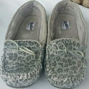 Silver Glitter Moccasins