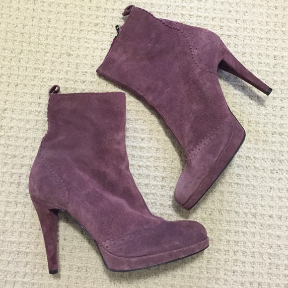French suede platform booties