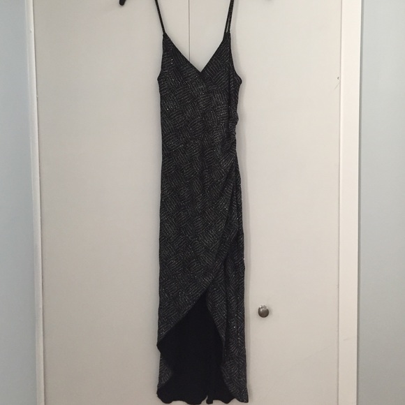 Black and silver high low dress