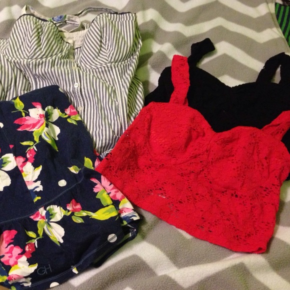 ALL FREE!  Just pay shipping.  Crop tops & corset