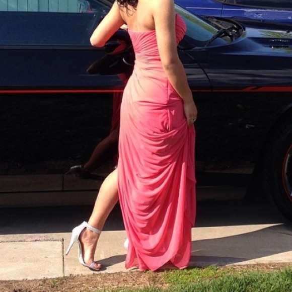 CORAL EMBELLISHED PROM DRESS - Picture 2 of 3
