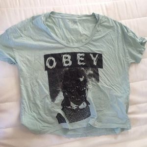 Obey cropped fit graphic tee