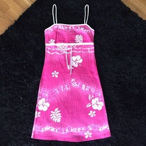 Pink spaghetti strap dress with flowers