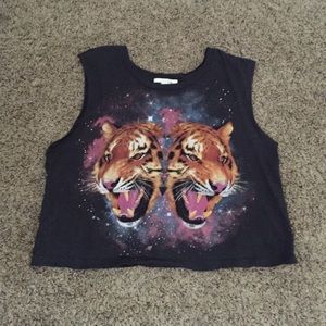 Galaxy tiger cutoff tee