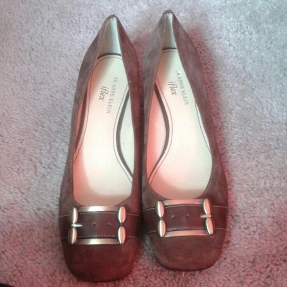 Brown suede heels