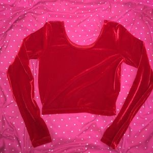 American Apparel Red Velvet Long Sleeve Crop Top