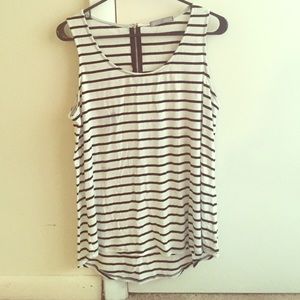 Black and white stripped tank with zipper
