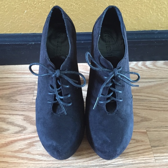 Black suede lace-up booties
