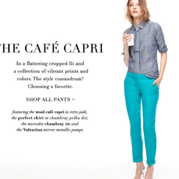 J. Crew Cafe Capri Blue Pants