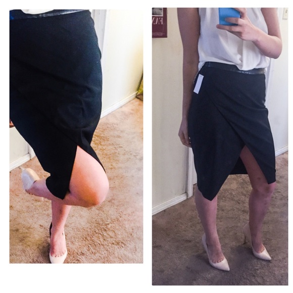 Black pencil skirt with slit