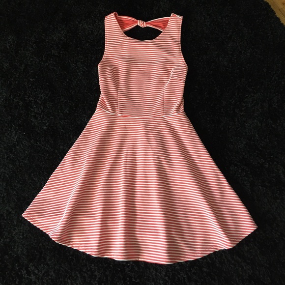 Orange and white stripe fit and flare dress