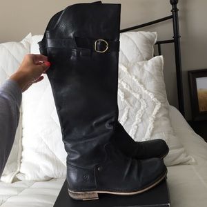 Bronx knee high black leather boots
