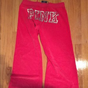 Pink Victoria Secret velour track pants
