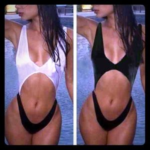 All black swimsuit