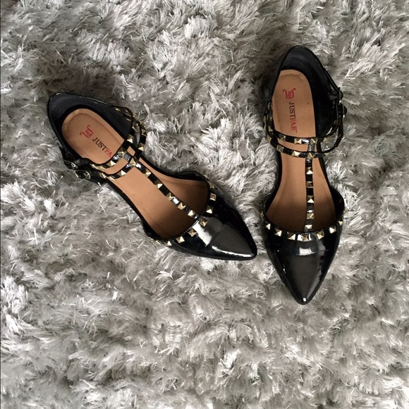 Black studded flats