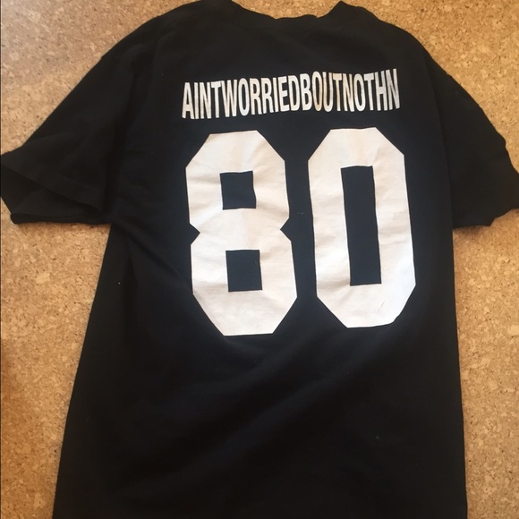 Black oversized t shirt with white decals