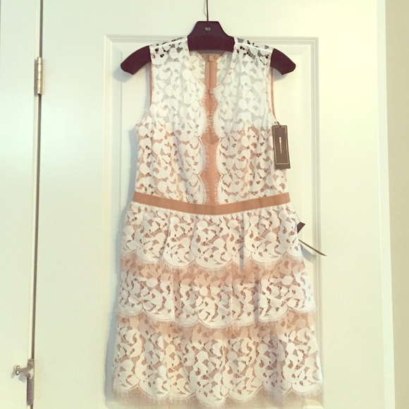 NWT BCBG white/nude dress