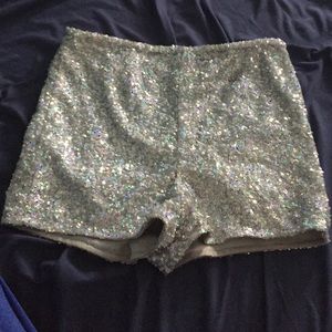 Silver sequin shorts