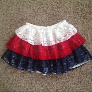Girls Lace Red, White & Blue Layered Skirt