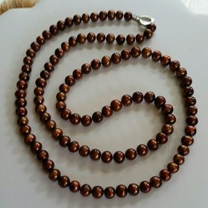 35"  bronze  color  freshwater  pearl  necklace.