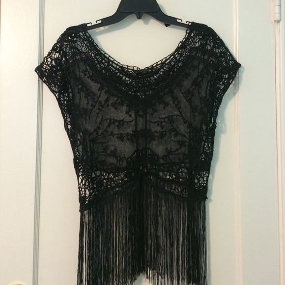 Lace fringe crop top