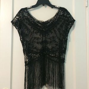 Lace fringe crop top