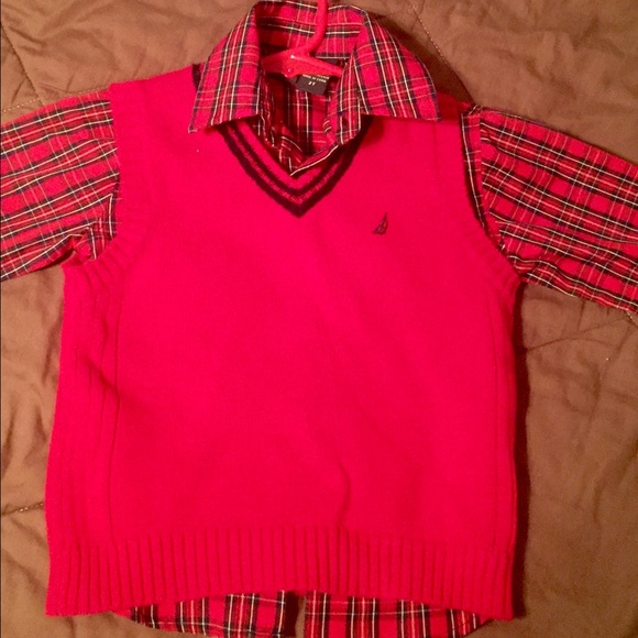 2T Nautica long sleeved shirt & Nautica vest