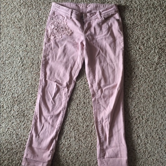 Pink lace pocket jeans