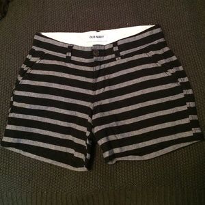 Black and gray striped shorts