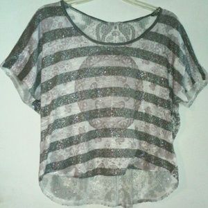 Sequined Striped Blouse