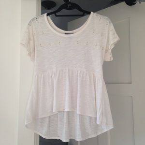 AEO Cream Boho Top w/ Eyelet Detail