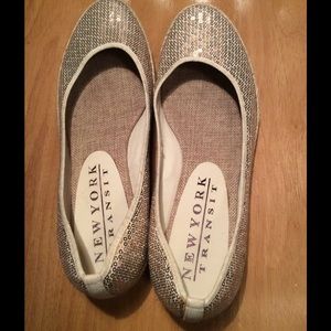 New York Transit Sequin Gold Flats 9.5