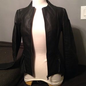 Faux leather peplum jacket