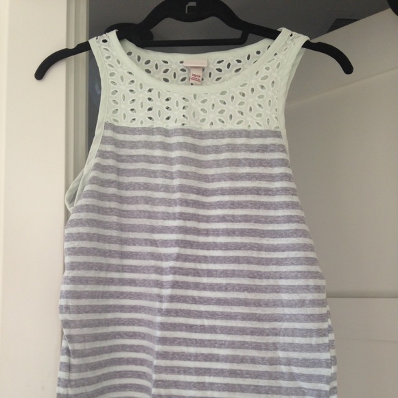 Merona Tops - Striped Tank w/ Lace Neckline