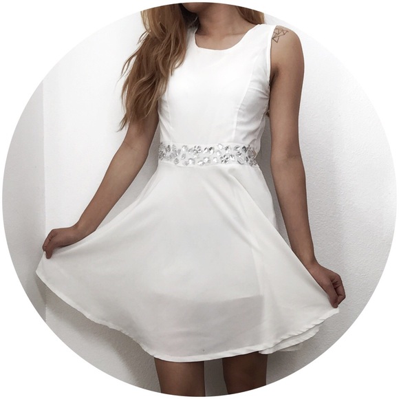 White rhinestone dress