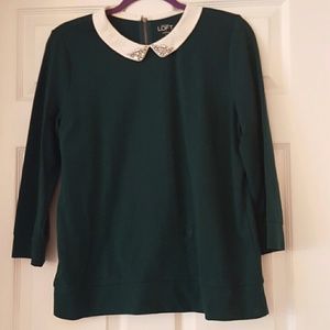 Loft green collared top